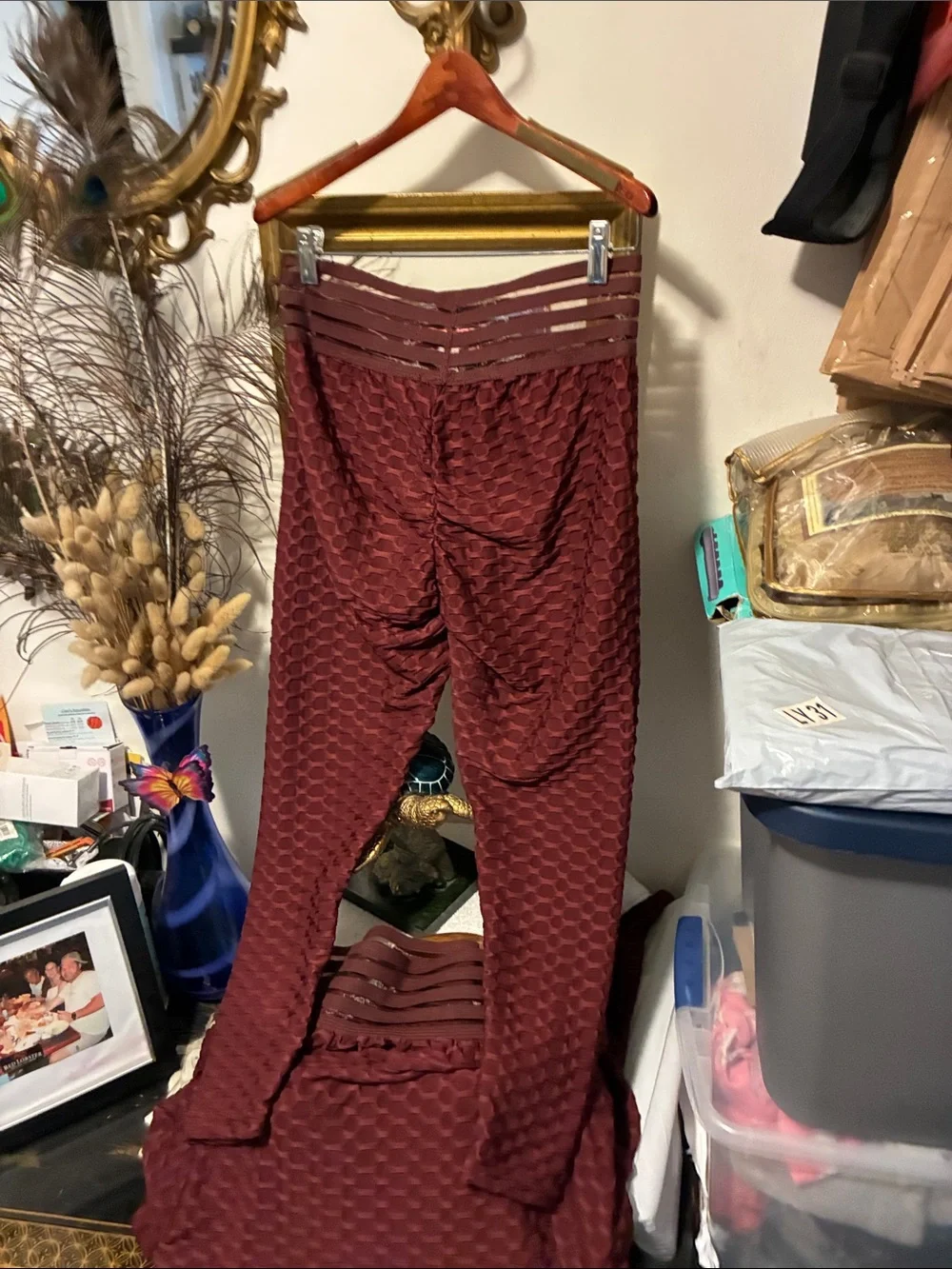 Hot Kiss Burgundy Textured Long-Sleeve leggings outfit - Picture 4 of 5